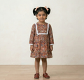 Pure Kalamkari Kids Frock with Crochet Lace