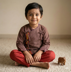 Pure Ilkal Handloom Kurta & Pant Set – Barabandi Style