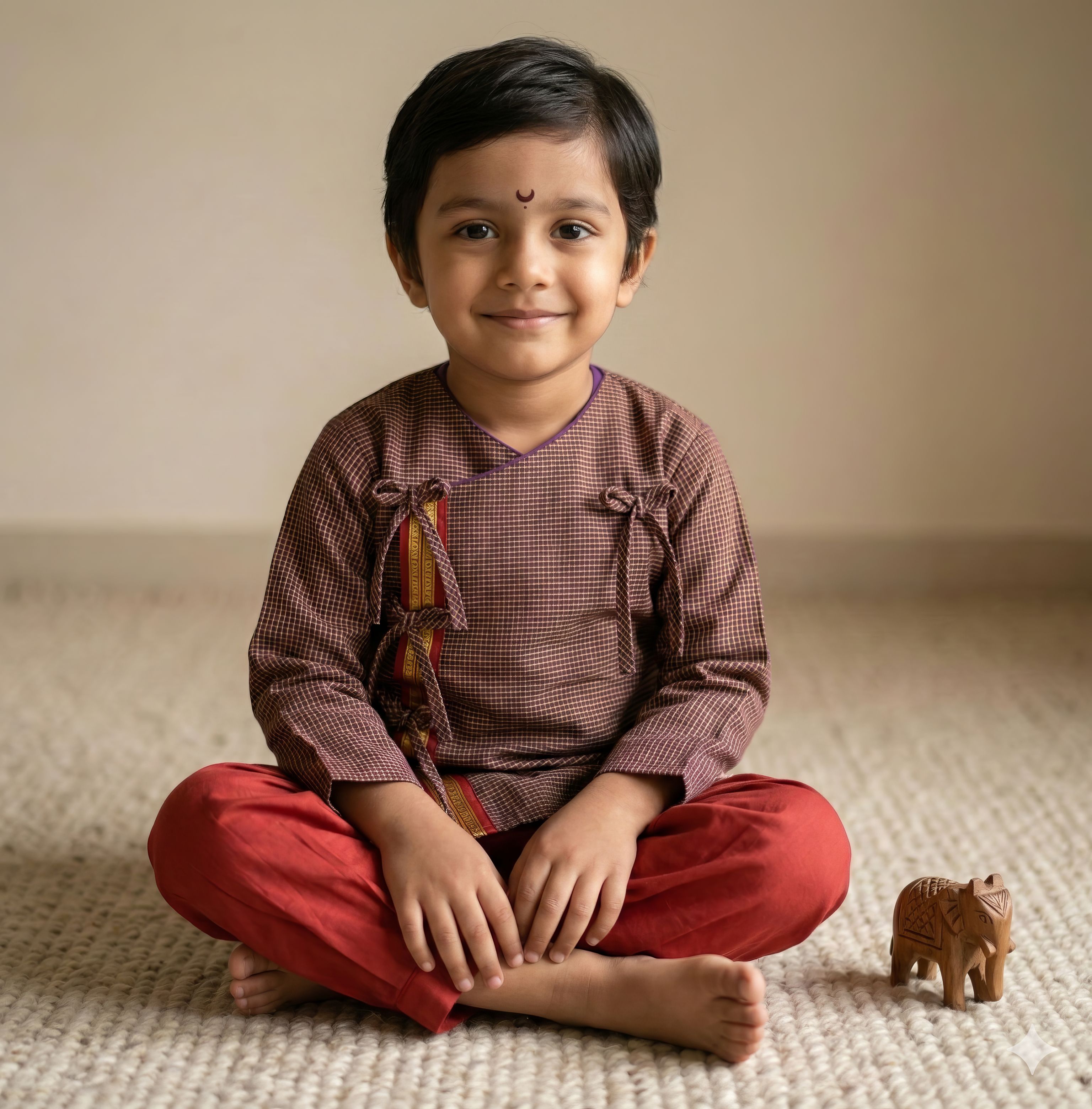 Pure Ilkal Handloom Kurta & Pant Set – Barabandi Style