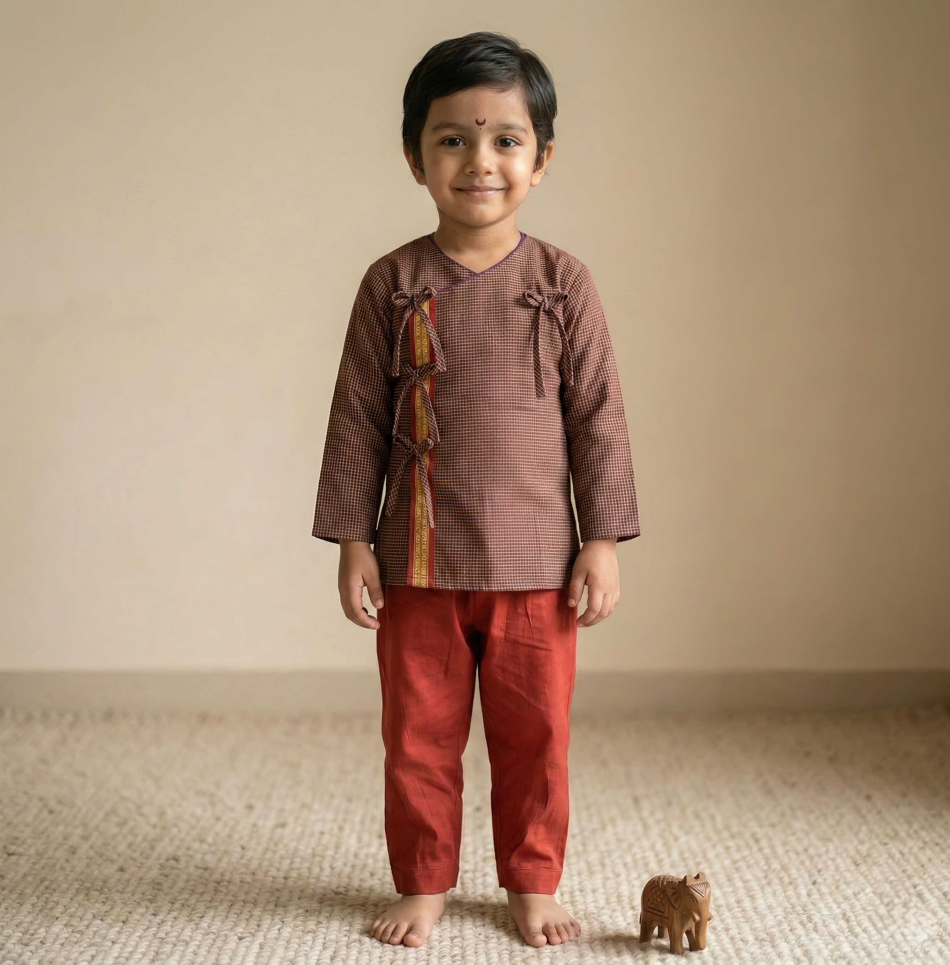 Pure Ilkal Handloom Kurta & Pant Set – Barabandi Style