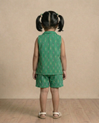 Pure Ikkat Blazer & Short Pant Set with Hakoba Inner