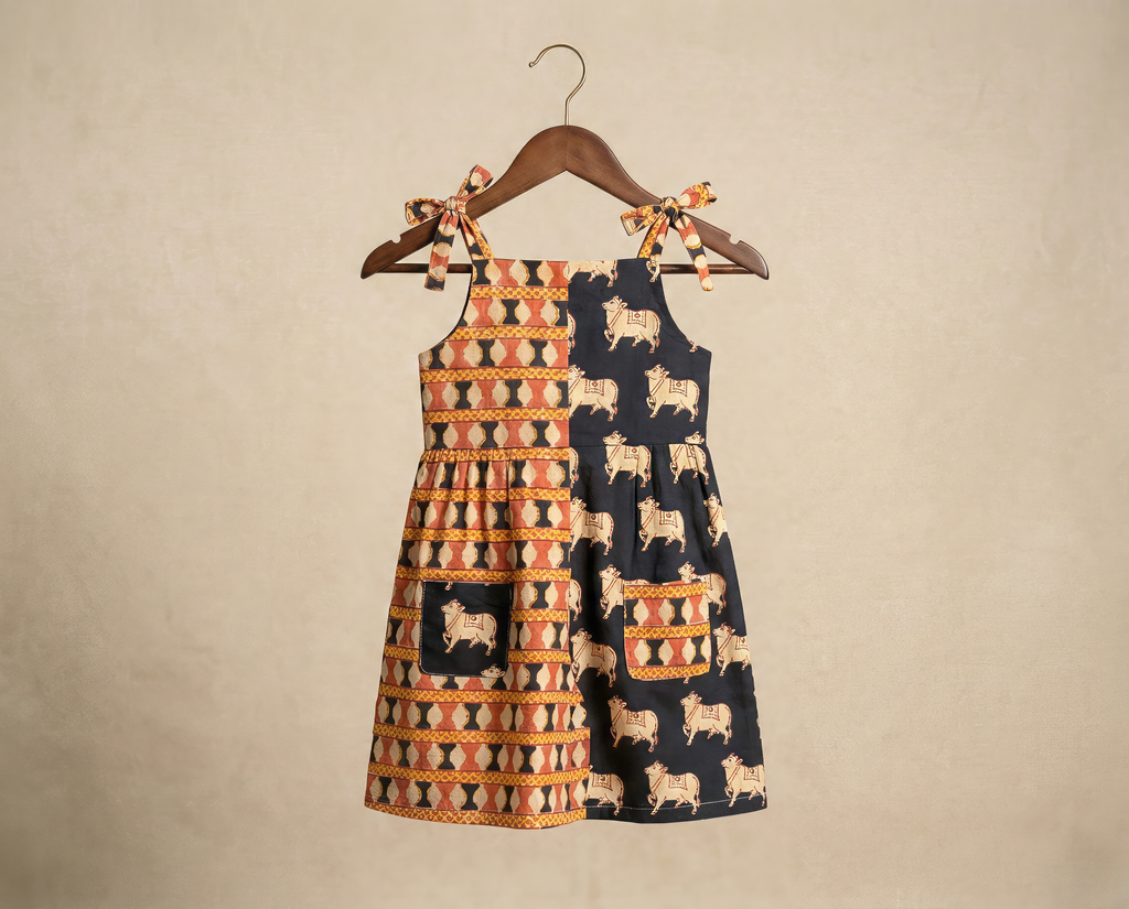 Handblock Cotton Half & Half Short Dungaree