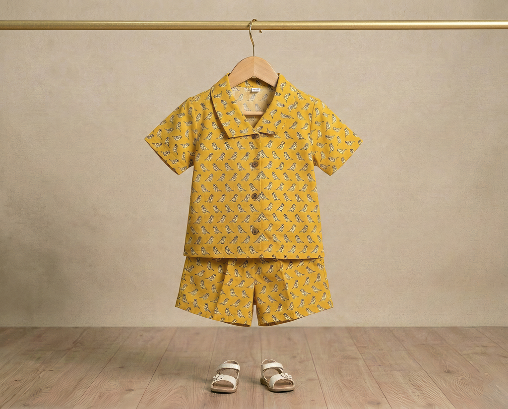 Pure Cotton Quirky Print Shirt & Short Pant Nightsuit