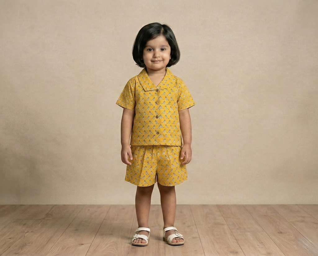 Pure Cotton Quirky Print Shirt & Short Pant Nightsuit