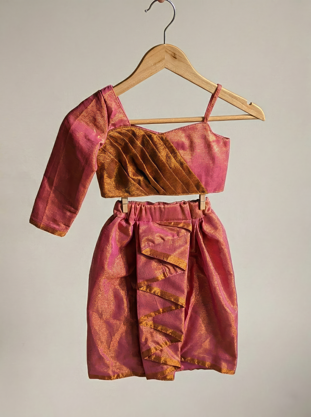 Raga Tissue Blouse with Drape Skirt Set