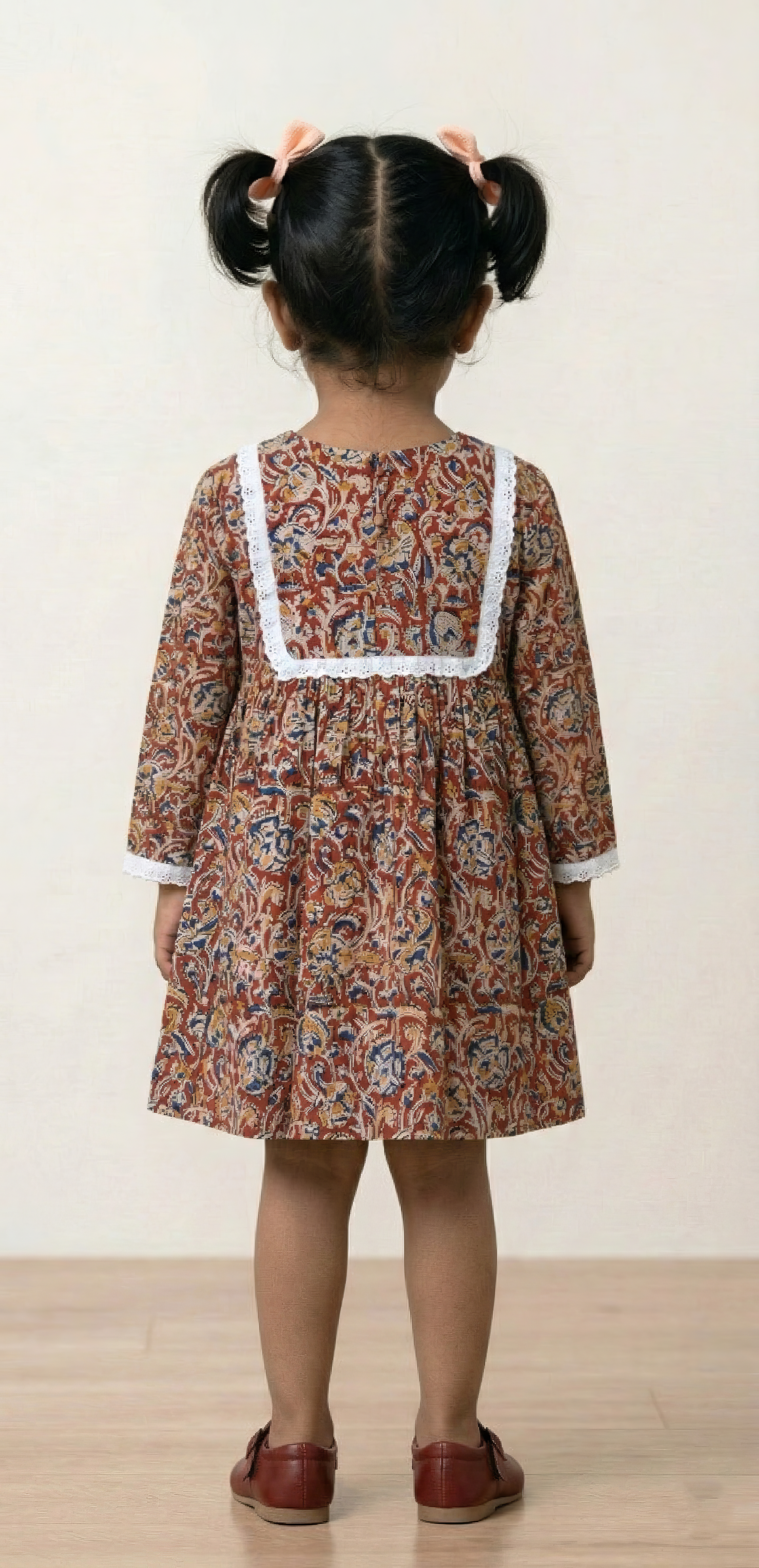 Pure Kalamkari Kids Frock with Crochet Lace
