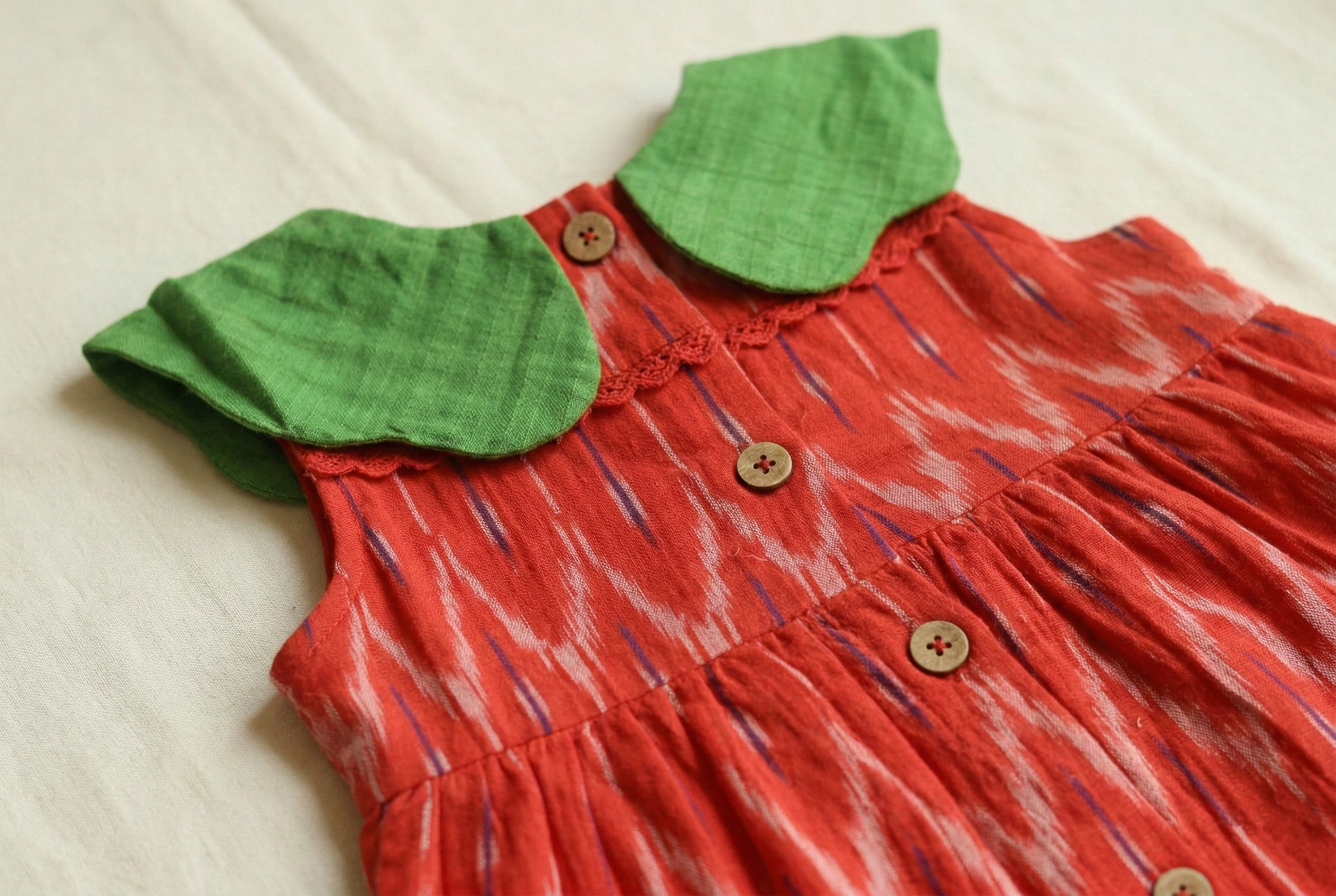 Pure Ikkat Frock with Contrast Collar