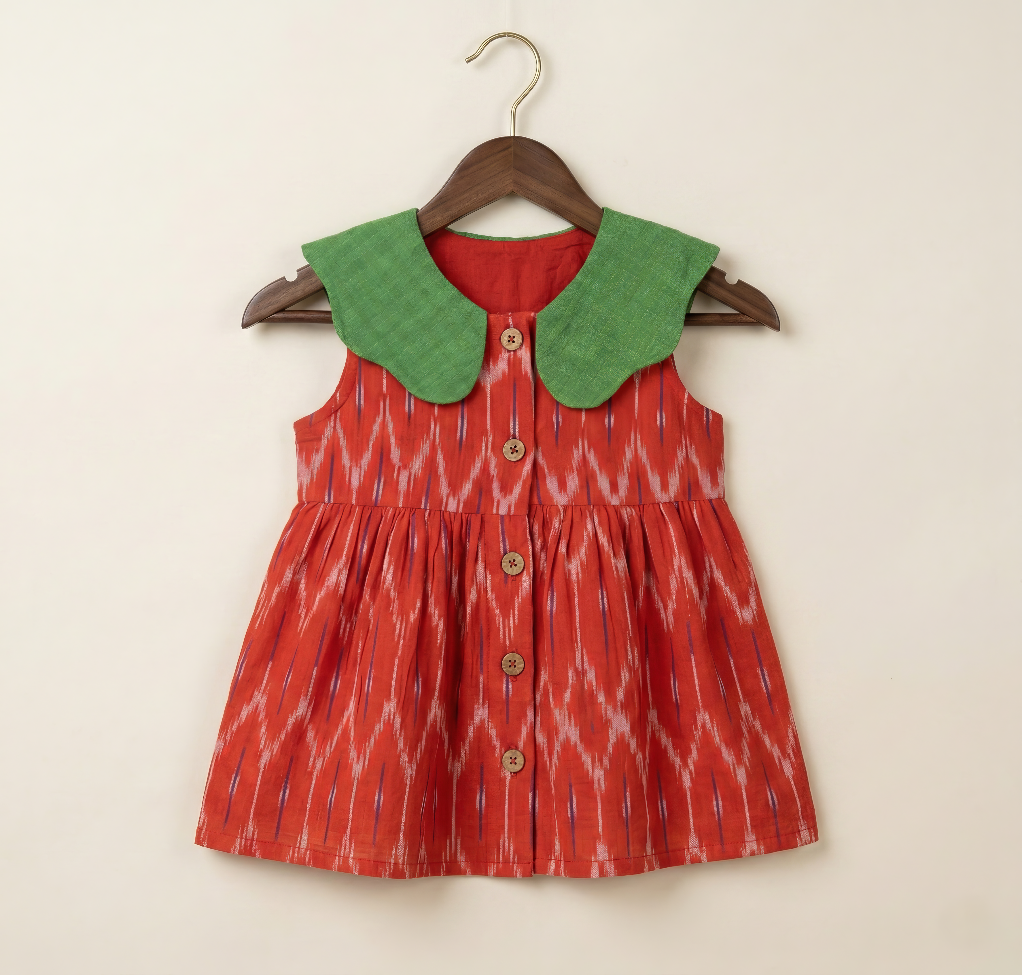 Pure Ikkat Frock with Contrast Collar