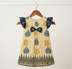 Pure Ajrakh A-Line Frock Dress with Bow