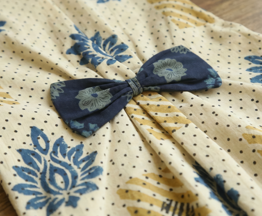 Pure Ajrakh A-Line Frock Dress with Bow