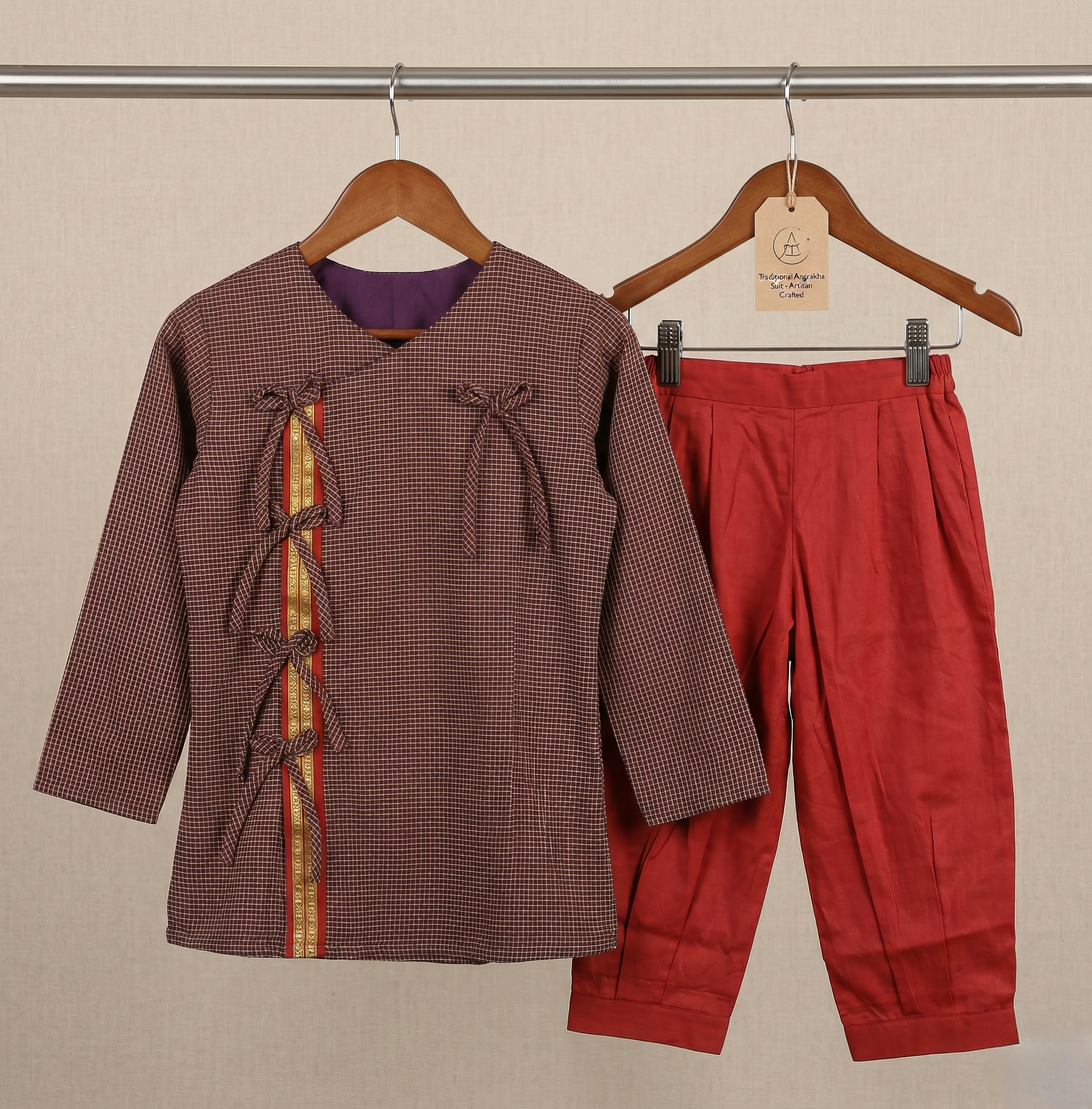 Pure Ilkal Handloom Kurta & Pant Set – Barabandi Style