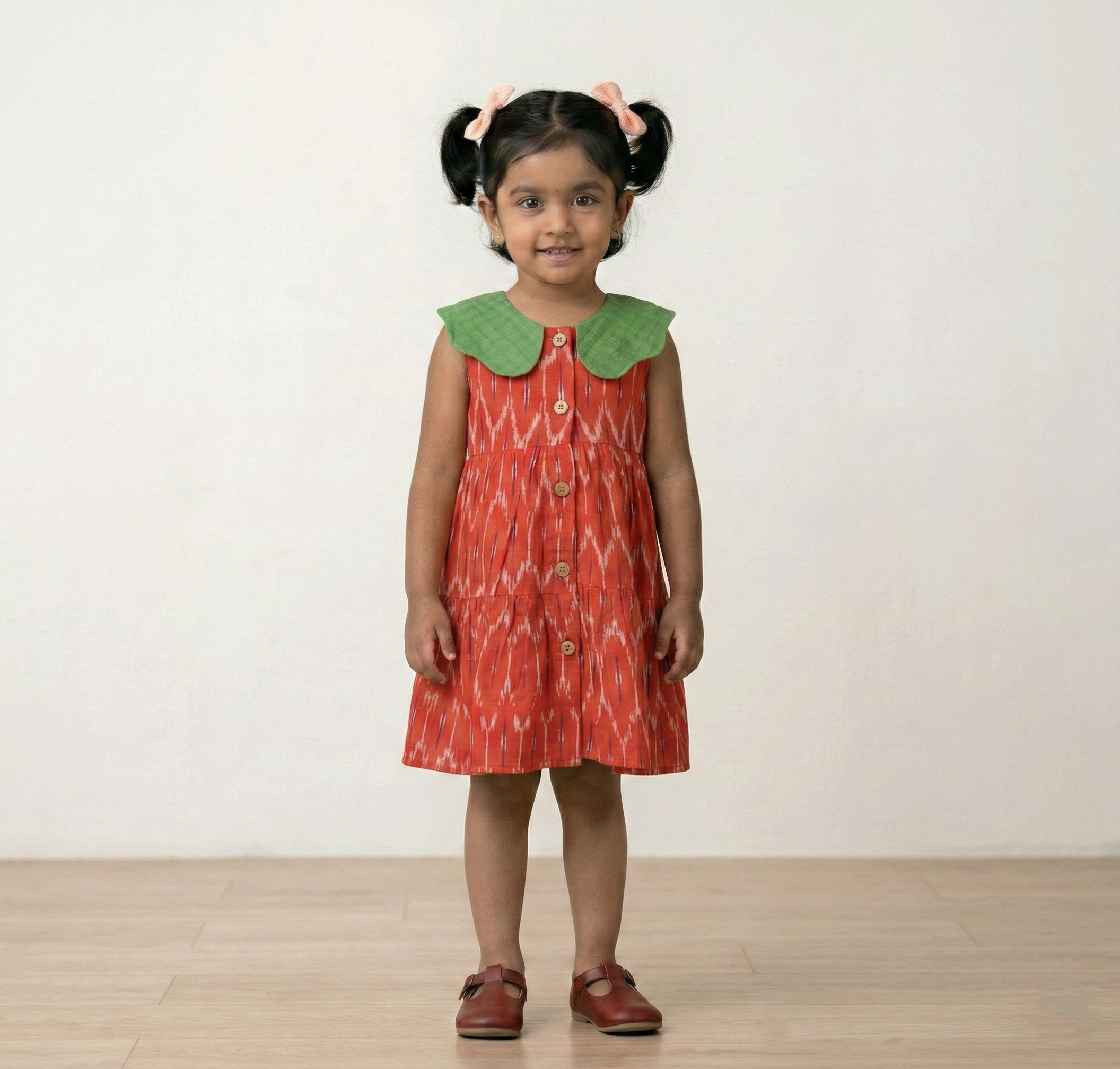 Pure Ikkat Frock with Contrast Collar